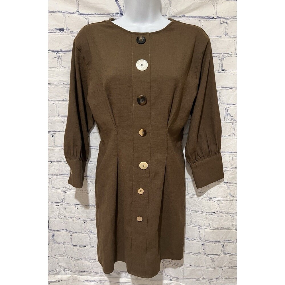 Zara Basic Women’s Olive Green Mini Dress With Bottons Size XS